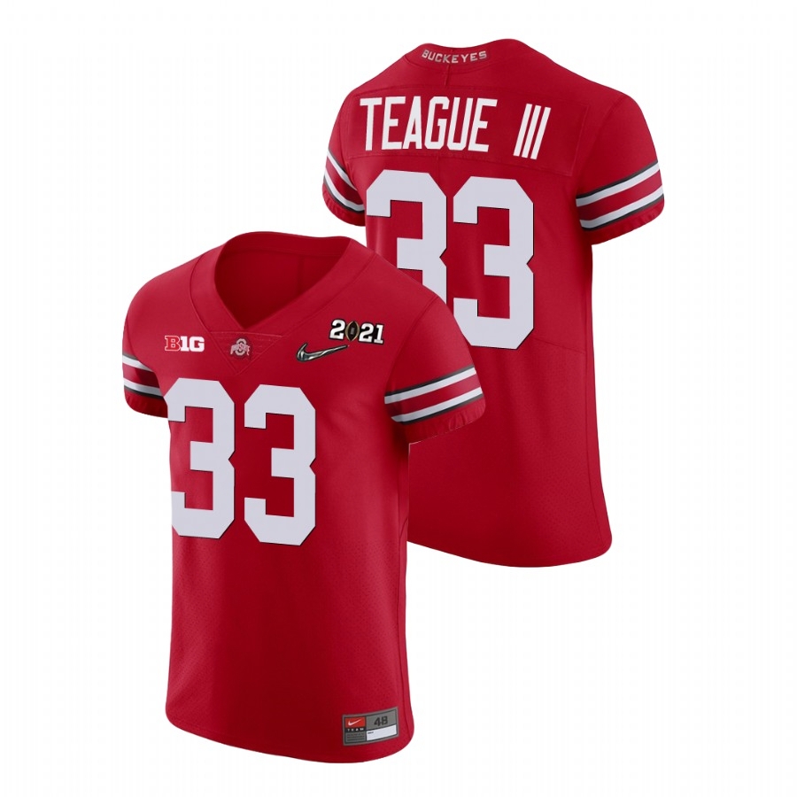 Ohio State Buckeyes Men's NCAA Master Teague III #33 Scarlet Champions 2021 National Playoff College Football Jersey KTB4349NV